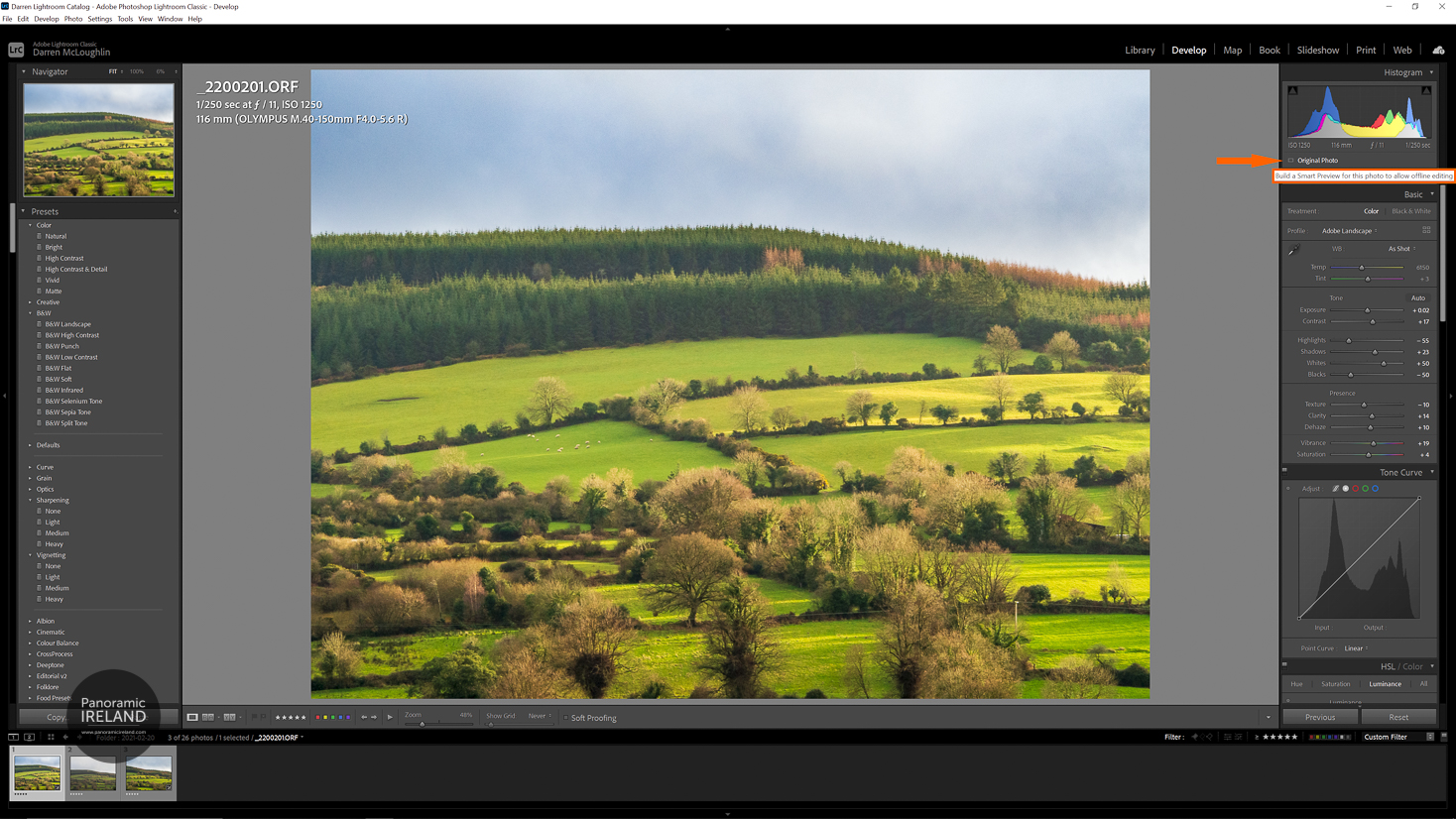 Adobe Lightroom Develop Module Create Smart Preview