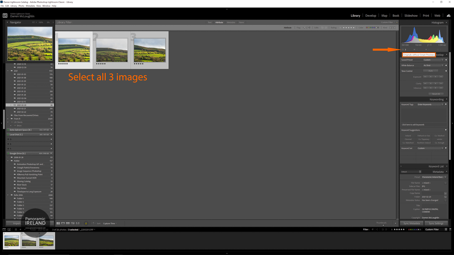 Adobe Lightroom Library Module Create Smart Previews for Multiple Images