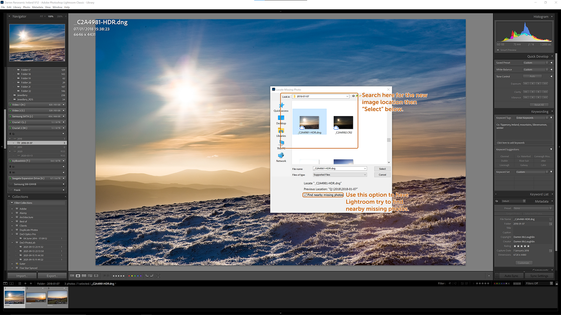 Finding Missing Photo in Lightroom and Find Nearby Missing Photos