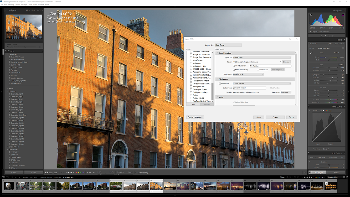 Using Ctrl-Shift-E in Adobe Lightroom Classic to export multiple images