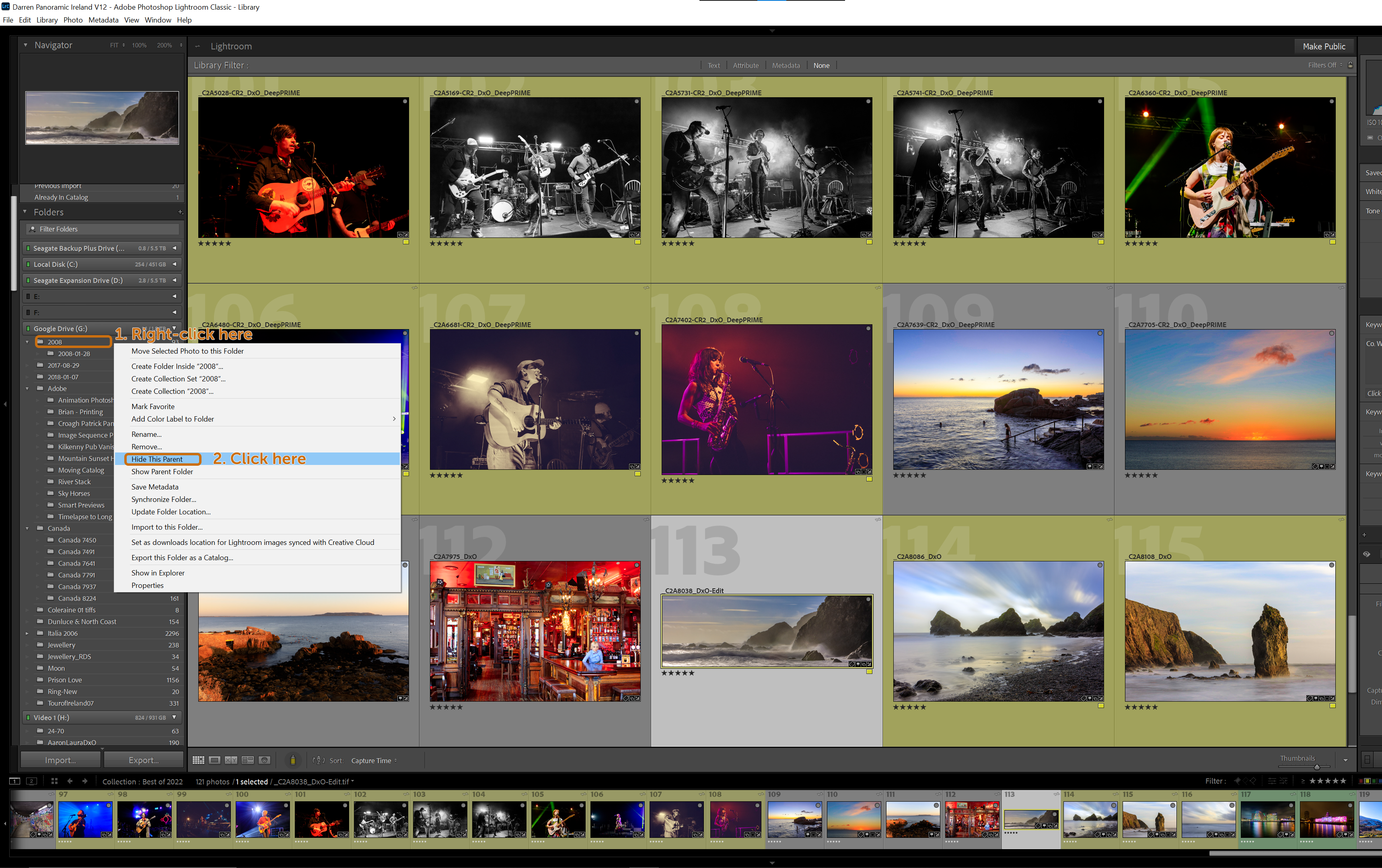 Adobe Lightroom Image Management - Hide Parent Folder