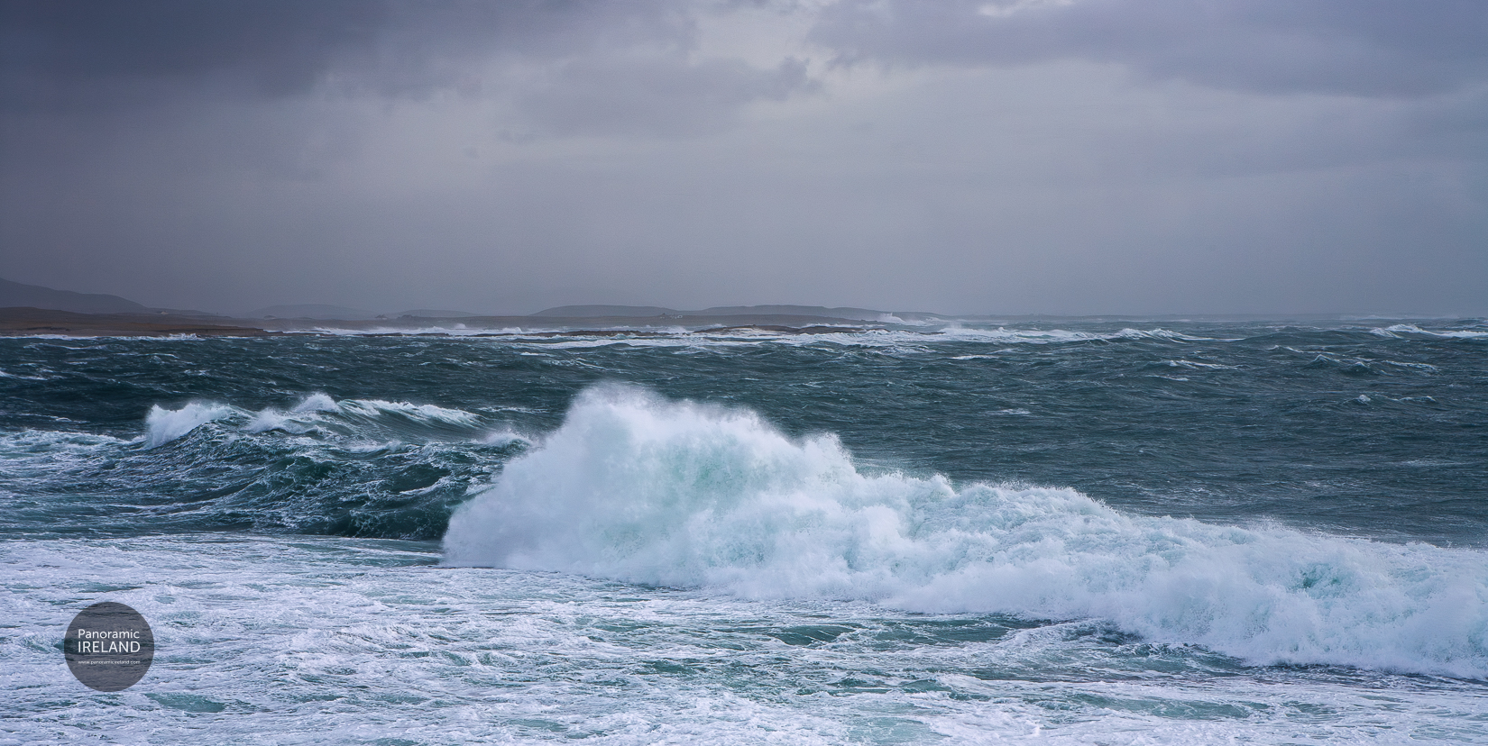 Crashing waves on a stormy day off the west coast of Ireland