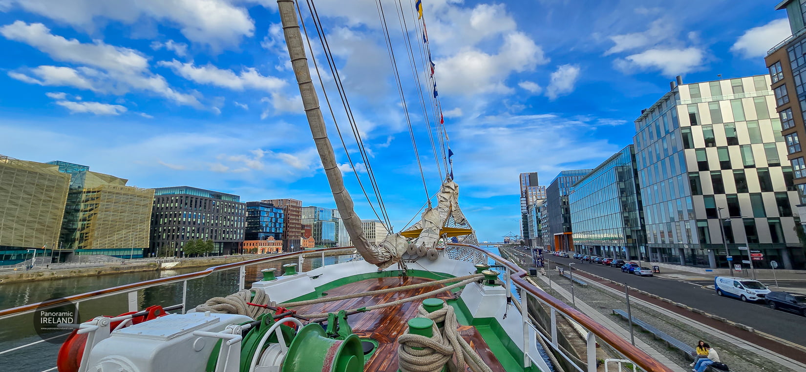 ARC Gloria at Sir John Rogerson's Quay during the public visit. ARC Gloria berthed on the Liffey at Sir John Rogerson's Quay, Dublin