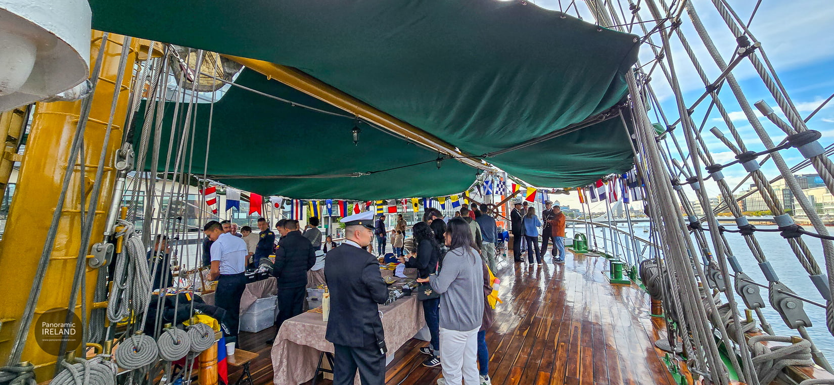 ARC Gloria on the Dublin quayside, tall-ship visit October 2026